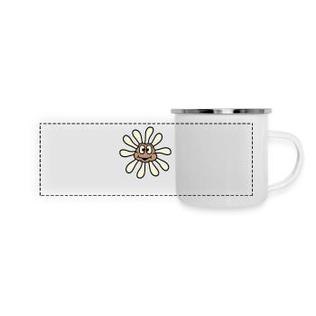 Petite fleur de tournesol visage heureux drôle - Mug panoramique émaillé - blanc - Devant