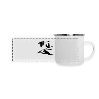 Groupe de cygnes chanteurs volants - Mug panoramique émaillé - blanc - Devant