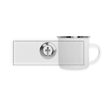 Chrome ,, Cross Ring " Metallic - Panoramic Camper Mug - white - Front