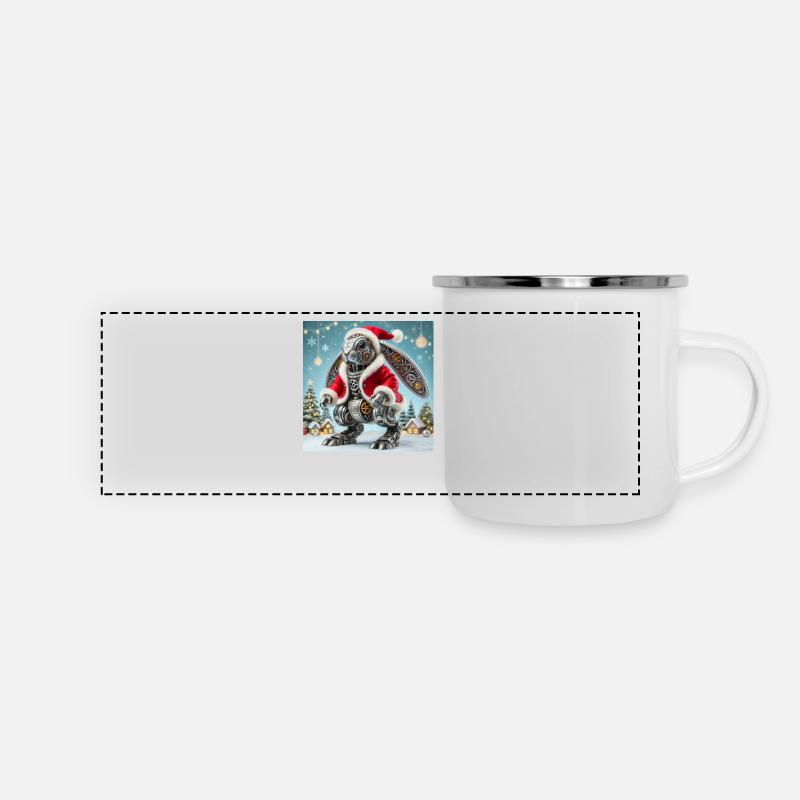 Weihnachtshase - Panorama Emaille-Tasse - Weiß