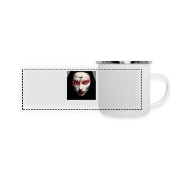 Satanic Techno Nun - Rave Design - Panorama Emaille-Tasse - Weiß - Vorne