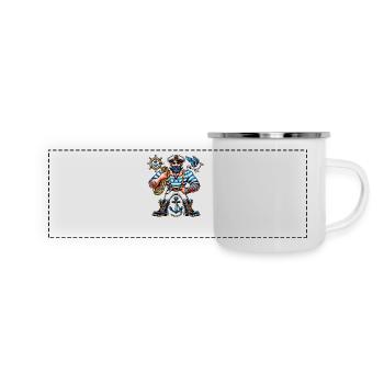 Matrose Seemann Comic - Panorama Emaille-Tasse - Weiß - Vorne