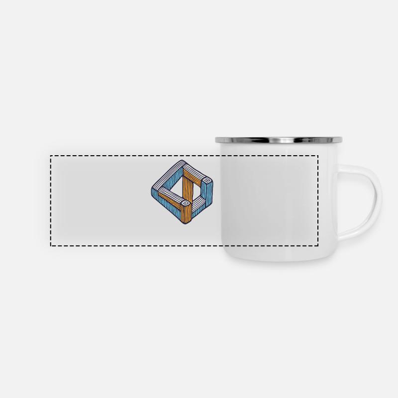 Optical Illusion – Impossible Figure - Panoramic Camper Mug - white