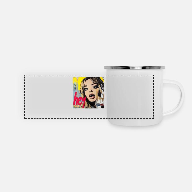 HEY greeting in red pop art - Panoramic Camper Mug - white