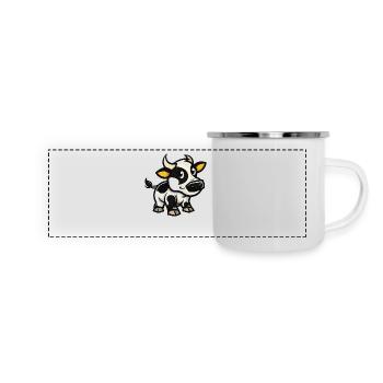 Bande dessinée de vache - Mug panoramique émaillé - blanc - Devant