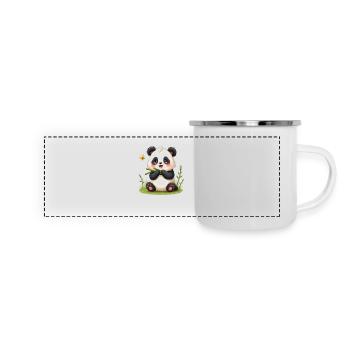 Cute cartoon panda with bamboo and butterfly - Panoramic Camper Mug - white - Front