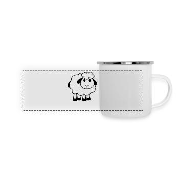 Schaf Baby Steht Süß Niedlich Lamm Kind Cool Comic - Panorama Emaille-Tasse - Weiß - Vorne