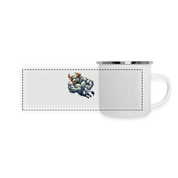 stier comic - Panorama Emaille-Tasse - Weiß - Vorne