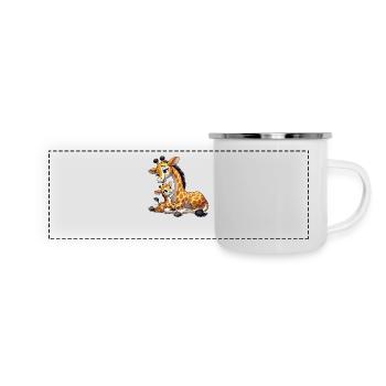 Giraffe mother with child - Panoramic Camper Mug - white - Front