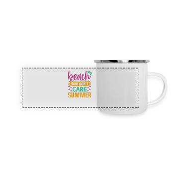 Cheveux de plage Dont Care Summer - Mug panoramique émaillé - blanc - Devant