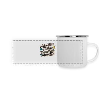 Adventure with Friends travel quote text art - Panoramic Camper Mug - white - Front