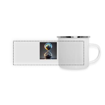 Unsere Zeit läuft ab! (A) - Panorama Emaille-Tasse - Weiß - Vorne