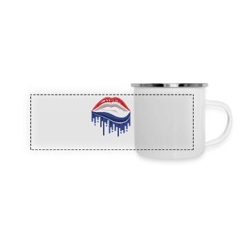 Lèvres de dessin animé aux couleurs des Pays-Bas - Mug panoramique émaillé - blanc - Devant