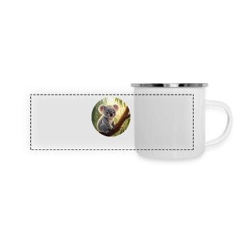 Koala-Bär im Baum - Panorama Emaille-Tasse - Weiß - Vorne
