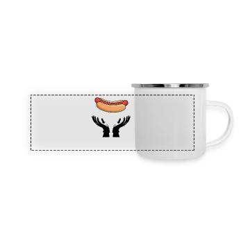 Levez les mains pour les hot-dogs - Mug panoramique émaillé - blanc - Devant