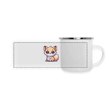 Super Cute Kawaii Baby Fox - Panorama Emaille-Tasse - Weiß - Vorne