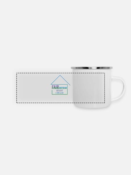 FairmieterIn gesucht - Panorama Emaille-Tasse - Weiß