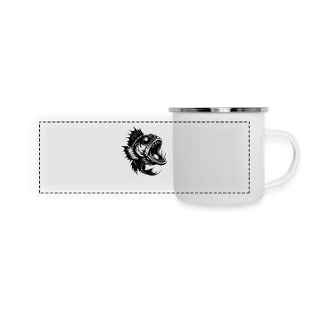 Furchteinflößender Meeresjäger mit riesigem Maul - Panorama Emaille-Tasse - Weiß - Vorne
