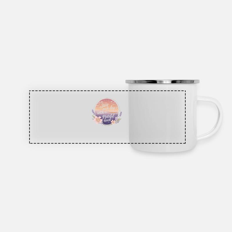 Start Each Day with a Grateful Heart Sunrise - Panoramic Camper Mug - white