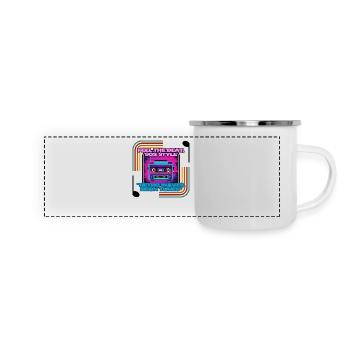 Retro Musik im Stil der 90er Jahre - Panorama Emaille-Tasse - Weiß - Vorne