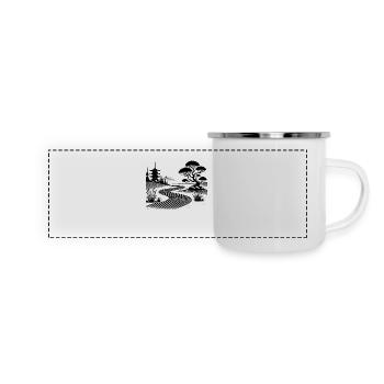 Japanischer Tempel Weg Meditativer Balance - Panorama Emaille-Tasse - Weiß - Vorne