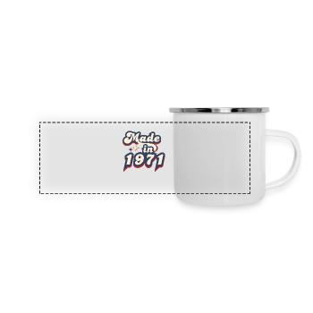 Hergestellt im Jahr 1971 Retro - Panorama Emaille-Tasse - Weiß - Vorne