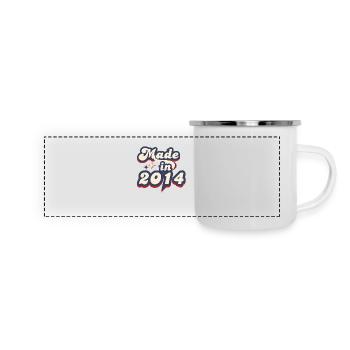 Hergestellt im Jahr 2014 Retro - Panorama Emaille-Tasse - Weiß - Vorne