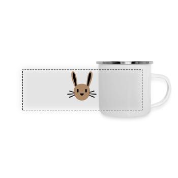 Hase Kaninchen Häschen Cartoon Kleintier niedlich - Panorama Emaille-Tasse - Weiß - Vorne