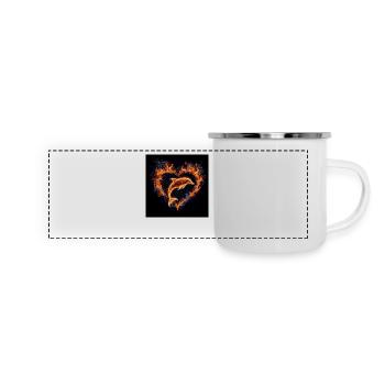 Dauphin Feu Cœur - Mug panoramique émaillé - blanc - Devant