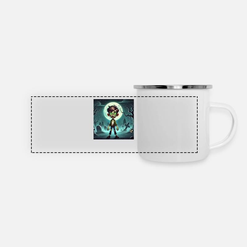 Zombie in front of the full moon - Panoramic Camper Mug - white