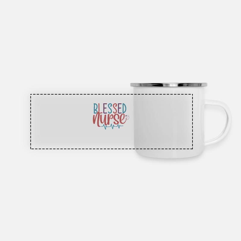 Gesegnete Krankenschwester – Helden des Alltags - Panorama Emaille-Tasse - Weiß