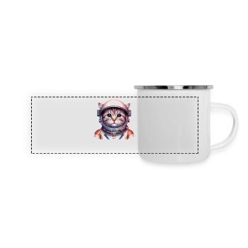 Space_cat - Panorama Emaille-Tasse - Weiß - Vorne