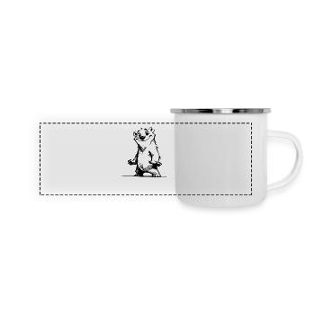 Glücklicher Bär Comic Figur mit frechem Grinsen - Panorama Emaille-Tasse - Weiß - Vorne
