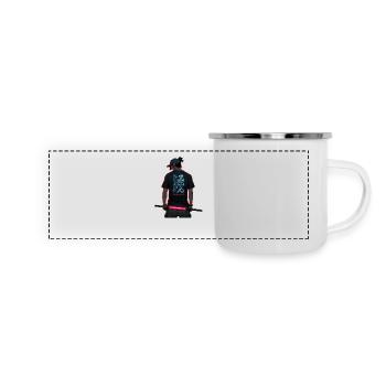 Samurai Anime Art ,,Sin the Red Bade" - Panorama Emaille-Tasse - Weiß - Vorne