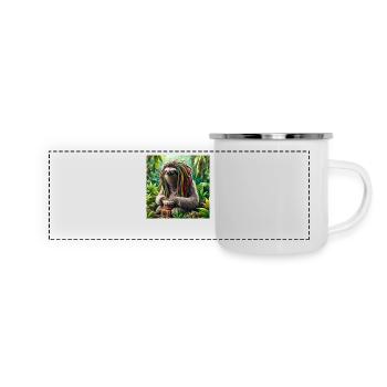 Rastaman Wanderer Faultier - Panorama Emaille-Tasse - Weiß - Vorne