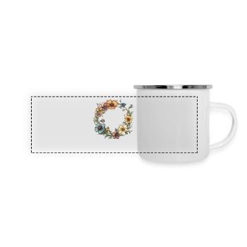 Couronne de fleurs - Mug panoramique émaillé - blanc - Devant