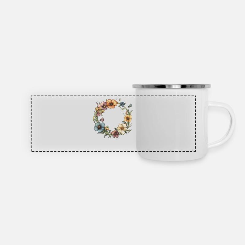 Couronne de fleurs - Mug panoramique émaillé - blanc