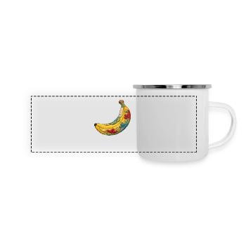 Bestickte Banane - Panorama Emaille-Tasse - Weiß - Vorne