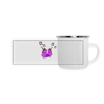 Singvögel singen Musiknoten Spatz zwitschern Musik - Panorama Emaille-Tasse - Weiß - Vorne