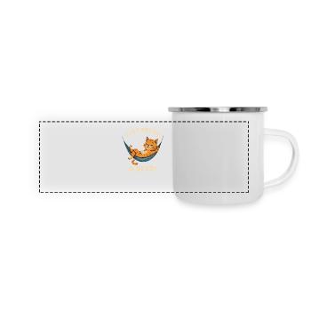 Katze Hängematte - Panorama Emaille-Tasse - Weiß - Vorne