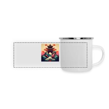 Artistic Japanese Pagoda: Bold Traditional Design - Panoramic Camper Mug - white - Front