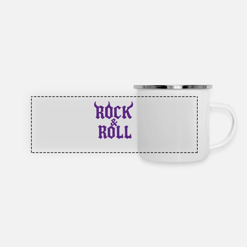 Rock'n'Roll mit Hörnern - Panorama Emaille-Tasse - Weiß