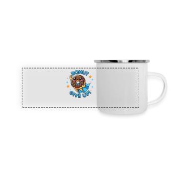 Kawaii Captain Donut Give Up Funny Food Hero - Panorama Emaille-Tasse - Weiß - Vorne