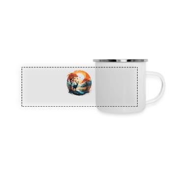 Cerf dans le cercle d’automne - Mug panoramique émaillé - blanc - Devant