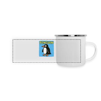 Penguin cartoon - weathered look - Panoramic Camper Mug - white - Front