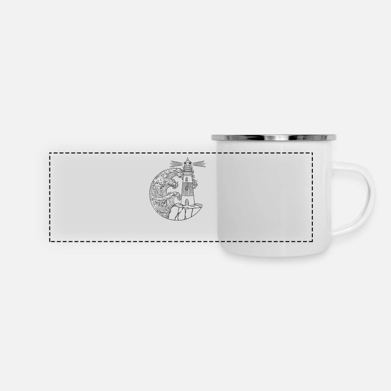 Leuchtturm2 1 - Panorama Emaille-Tasse - Weiß