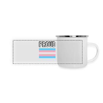 Trans Pride Transpride Flagge Stolz - Panorama Emaille-Tasse - Weiß - Vorne