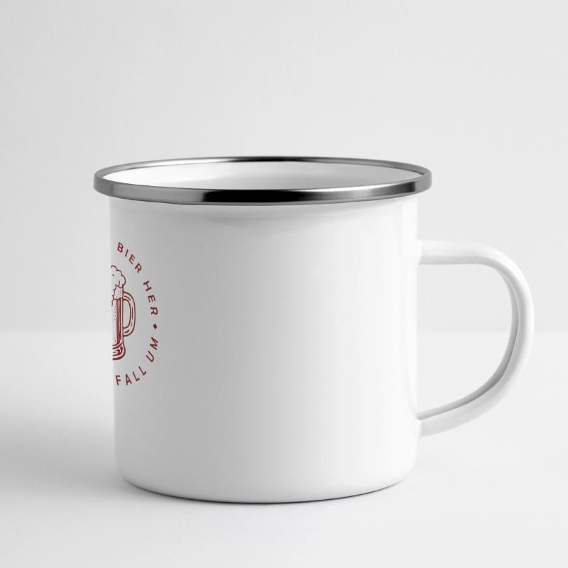 Bienen hier - Oder ich fall um! Panorama Emaille-Tasse