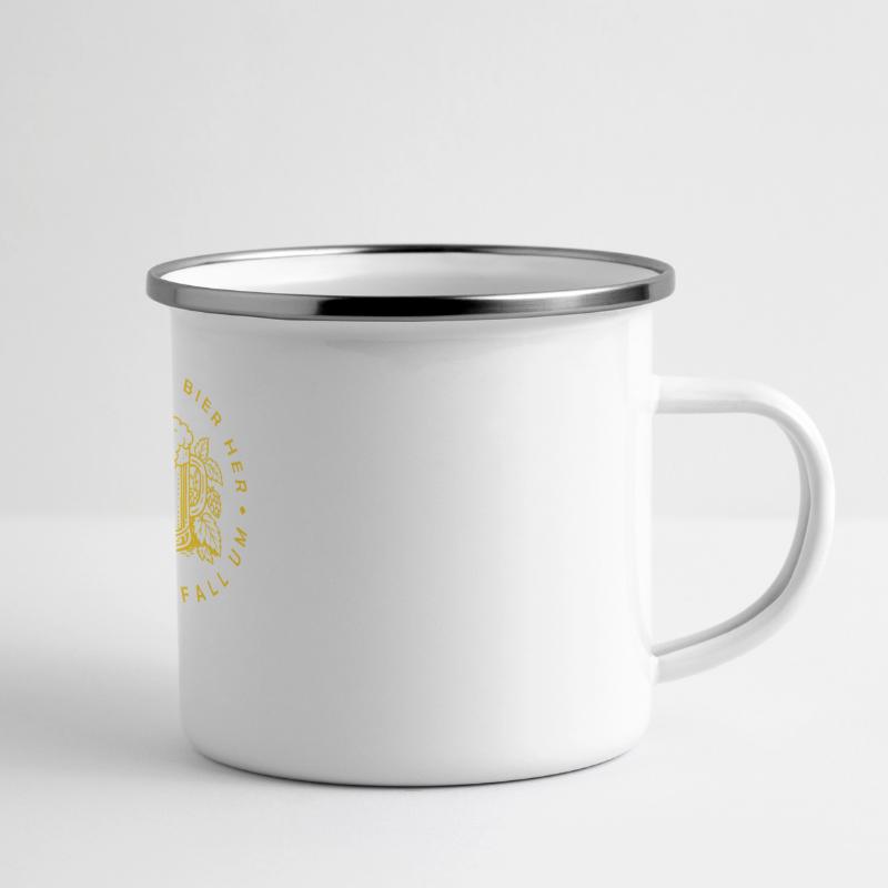 Bienen hier - Oder ich fall um! Panorama Emaille-Tasse
