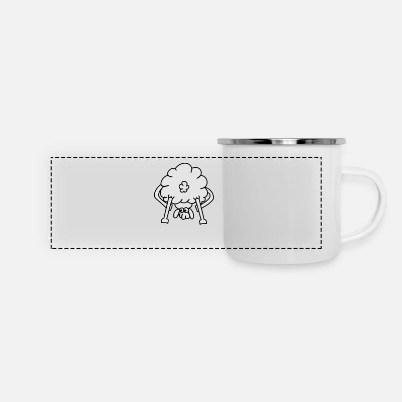 schaf von hinten - Panorama Emaille-Tasse - Weiß